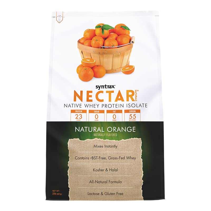 Syntrax Nutrition Nectar Naturals, 100% Whey Isolate Protein Powder, Natural Orange