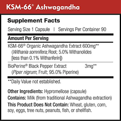 DailyNutra KSM-66 Ashwagandha 600mg Organic Root Extract - High Potency Supplement
