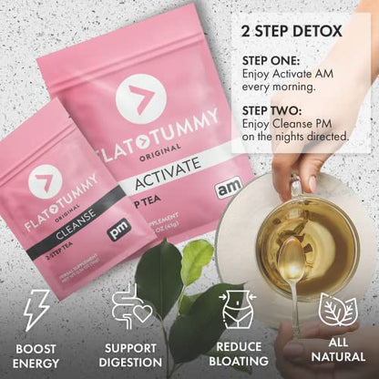 Flat Tummy Tea 2-Step Detox Tea – 2 Week Program – to Boost Energy, Speed Metabolism