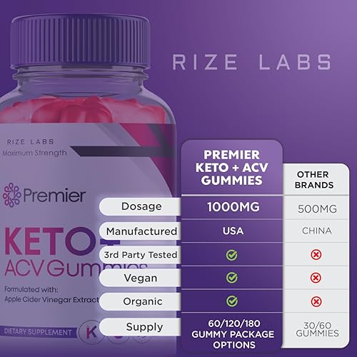 rize labs (3 Pack) Premier Keto ACV Gummies, Premier Keto Gummies for Advanced Weight