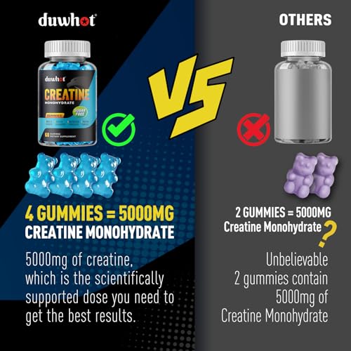 duwhot Sugar Free Creatine Monohydrate Gummies for Men & Women - 2500mg Creatine