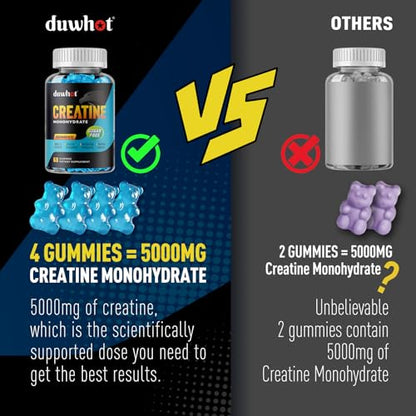 duwhot Sugar Free Creatine Monohydrate Gummies for Men & Women - 2500mg Creatine
