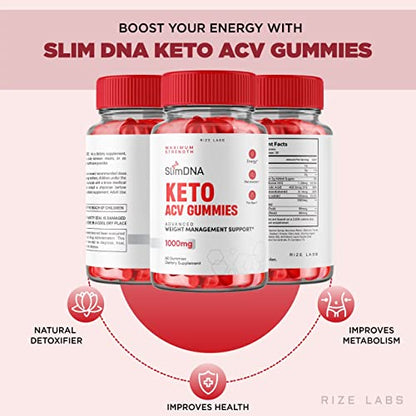 rize labs (3 Pack) SlimDNA Keto Gummies - ACV for Advanced Weight Loss with Apple Cider