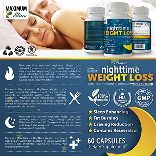 Maximum Slim Advanced Nighttime (Fat Burning) Weight Loss with African Mango, Green Tea