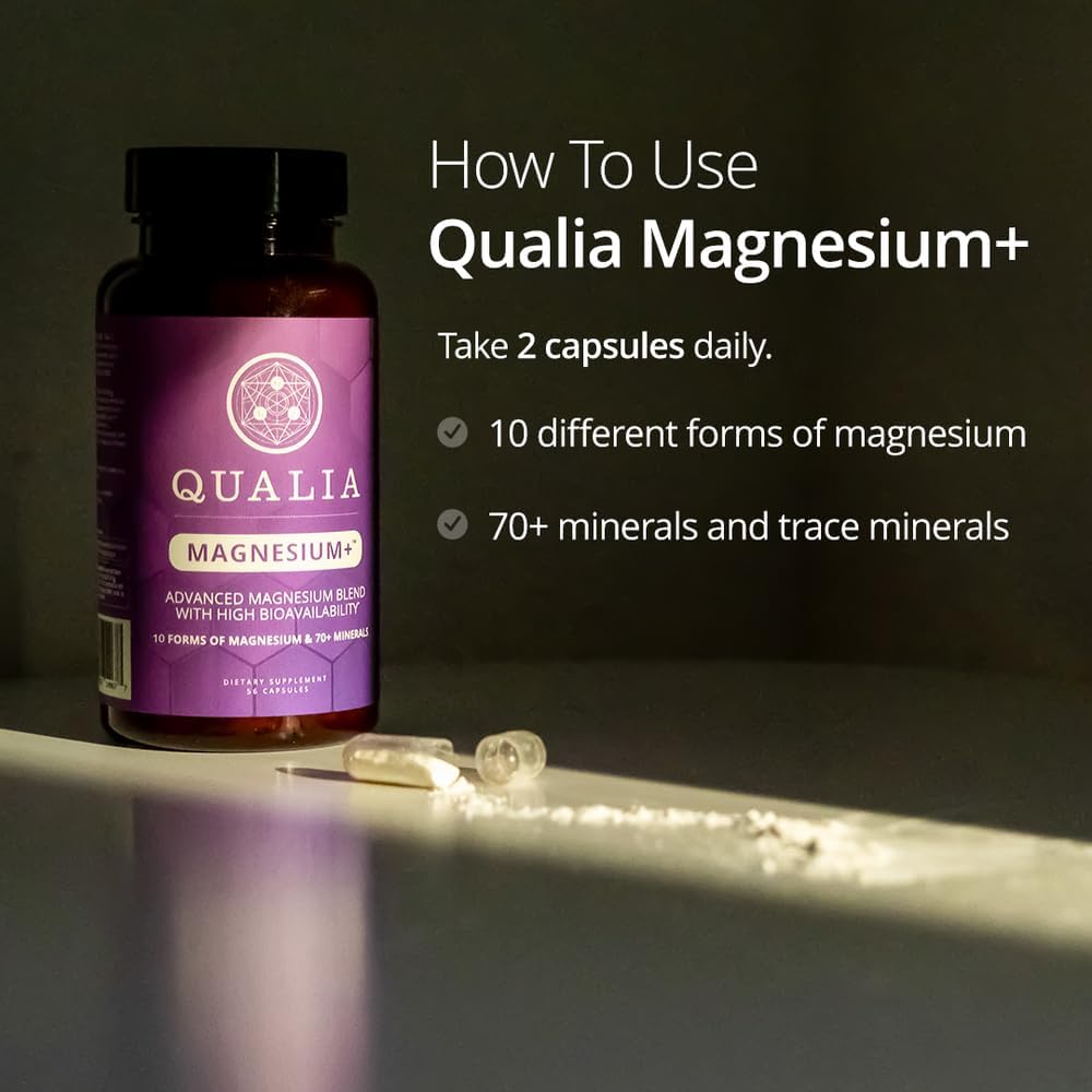 Qualia Magnesium Supplement | 10 Bioavailable Forms, Including Magnesium Glycinate, with 70+ Supporting Minerals, +7 Amino Acids | Doctor-Formulated to Support Sleep, Stress Relief, Heart, Relaxation