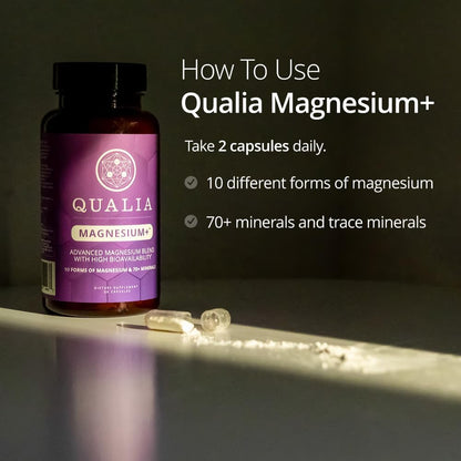Qualia Magnesium Supplement | 10 Bioavailable Forms, Including Magnesium Glycinate, with 70+ Supporting Minerals, +7 Amino Acids | Doctor-Formulated to Support Sleep, Stress Relief, Heart, Relaxation