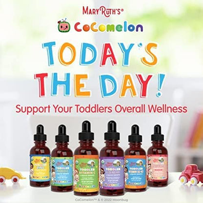 MaryRuth's Organic Toddler Probiotic Liquid Drops | Kids Probiotics for Ages 1-3 | 5 Probiotic Strains | 150 Million CFU Per Serving | USDA Organic | Sugar Free | Vegan | Gluten Free | 1 Fl O