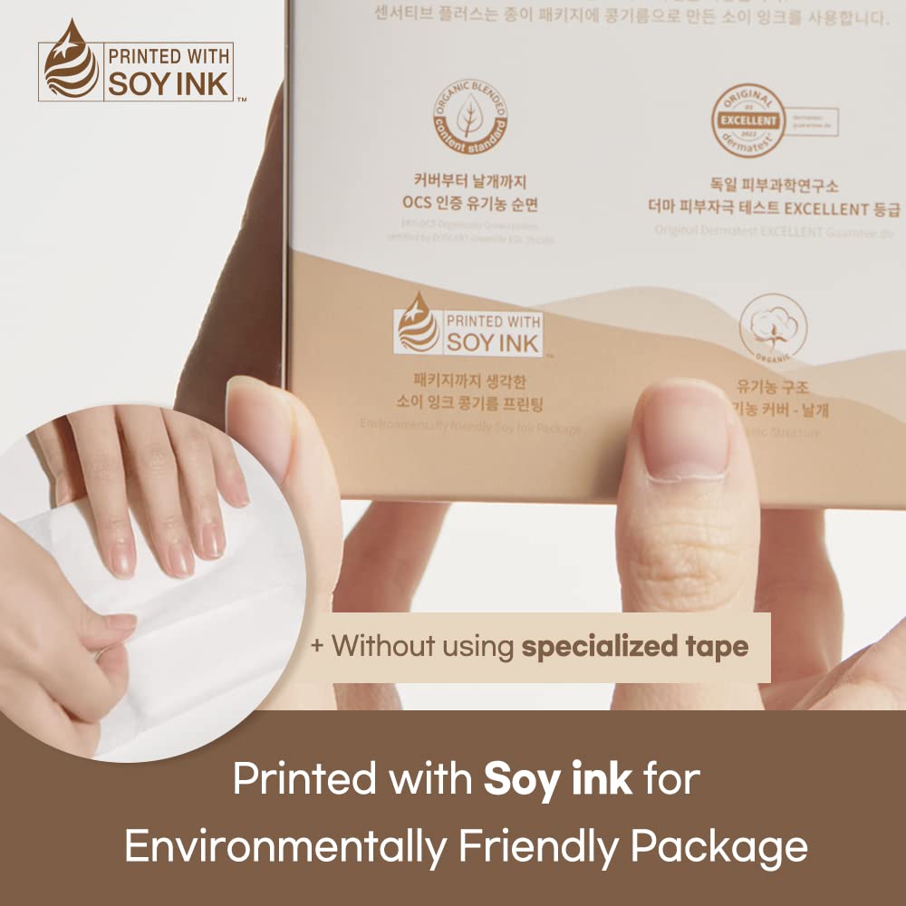 SANDEULSANDEUL Sensitive Plus Organic Pads Long/Large - Heavy Absorbency, Unscented