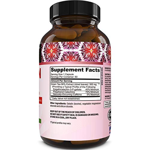 Green Tea Extract Capsules - Pure Extract - Weight Loss Pills - Burn Belly Fat - Metabolism Booster