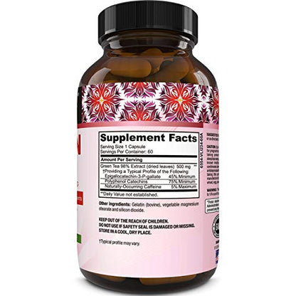 Green Tea Extract Capsules - Pure Extract - Weight Loss Pills - Burn Belly Fat - Metabolism Booster