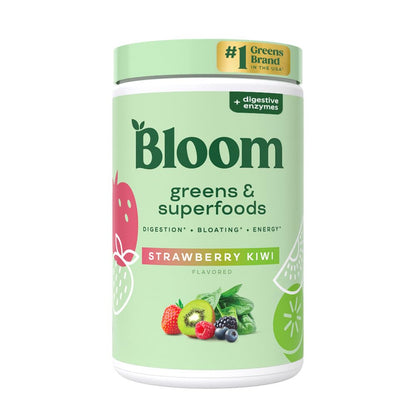 Bloom Nutrition Superfood Greens Powder, Berry, 30 Servings | Digestive Enzymes with Probiotics and Prebiotics, Gut Health, Bloating Relief for Women, Chlorella, Green Juice Mix