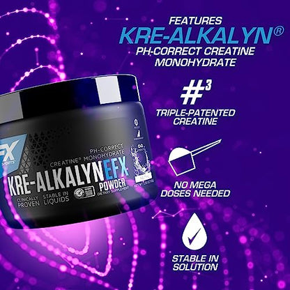 EFX Sports Kre-Alkalyn EFX Powder | pH Correct Creatine Monohydrate Powder Supplemen