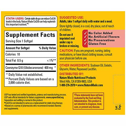 Nature Made CoQ10 400mg, Dietary Supplement for Heart Health Support, 40 Softgels
