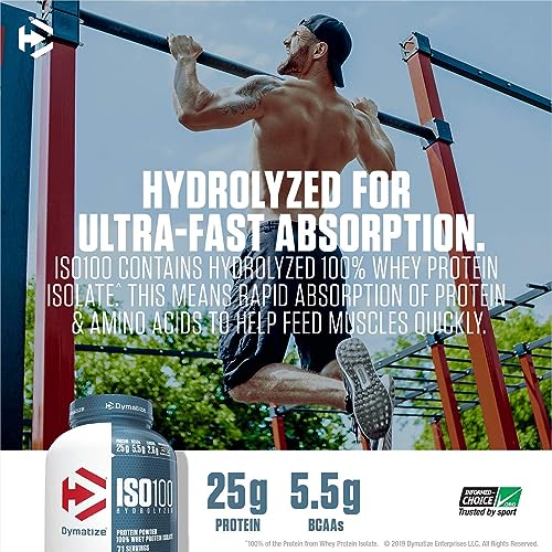 Dymatize ISO 100 Whey Protein Powder with 25g of Hydrolyzed 100% Whey Isolate
