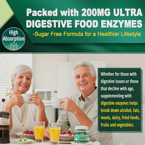 Sugar Free Digestive Enzymes Gummies 1000mg - Break Down Food Quickly - Chewable