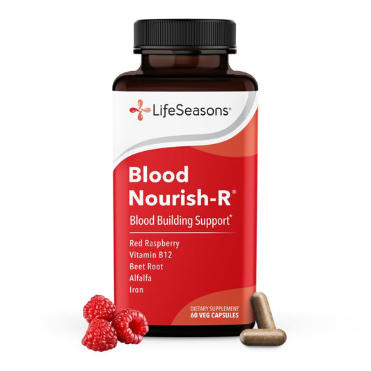 LifeSeasons Blood Nourish-R - Iron Deficiency Supplement - Supports Anemia, Fatigue & Dizziness - No Constipation - Blood Building - Iron, Beet Root, Alfalfa, Raspberry & Vitamin B-12-60 Capsules
