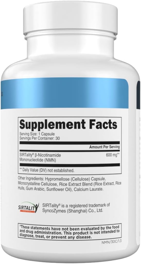Transparent Labs NMN Supplement for NAD+ Levels - NAD Supplement with 600 mg Nicotinamide Mononucleotide to Support Healthy Aging, Cellular Energy Production, & Metabolic Balance - 30 Count