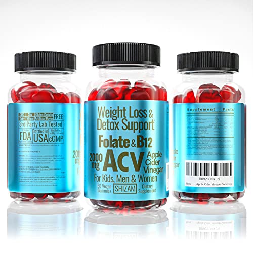 Shizam Weight Loss Detox Gummies. for Kids & Women w/Beet Root & 2000mg ACV Apple