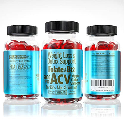 Shizam Weight Loss Detox Gummies. for Kids & Women w/Beet Root & 2000mg ACV Apple