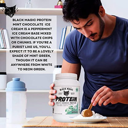 Worldwide Nutrition Bundle, 2 Items: Black Magic Multi-Source Protein Powder - Whey, Egg Albumin Enzymes, Micellar Casein & MCTs - Muscle Mass Gaining - Mint Chocolate Flavor - 2 LB and Keychain