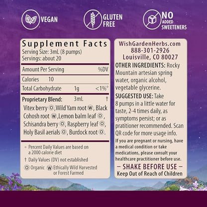 WishGarden Herbs Hot Flash Mitigating Tonic - Natural Herbal Hot Flash Relief & Night Sweats Supplement