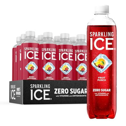 Sparkling Ice, Fruit Punch Sparkling Water, Zero Sugar Flavored Water, with Vitamins 