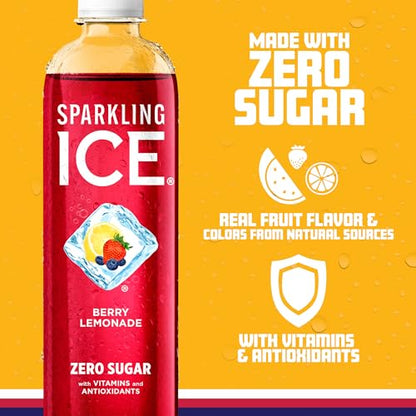 Sparkling Ice, Berry Lemonade Sparkling Water, Zero Sugar Flavored Water, with Vitamins
