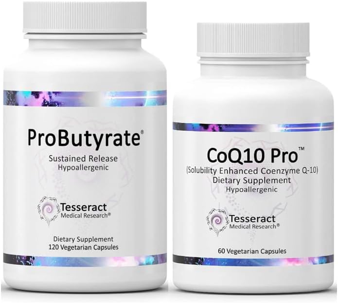 Tesseract Medical Research ProButyrate Gut Health Supplement, Butyric Acid Complex & CoQ10 Pro, Coenzyme Q10 for Health, Muscle Health and Cellular Energy Production
