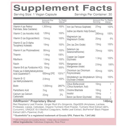 HAIRtamin MOM Vegan Prenatal & Postnatal Multivitamin Supplement & Hair Vitamin Pregnancy