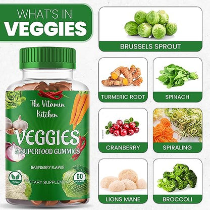 The Vitamin Kitchen Fruit and Veggies Gummies-120 Chews 60 Super Fruits