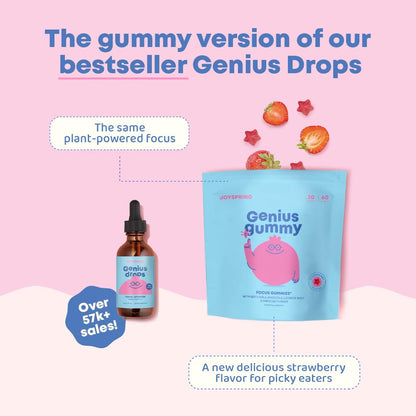 Genius Focus Gummies - Kids Focus Gummies for Increased Attention Natural Herbal