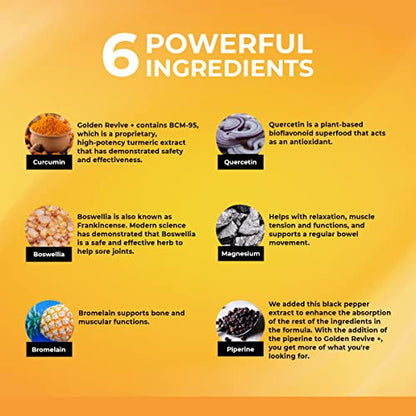 UpWellness Golden Revive + Joint Support with Quercetin, Magnesium, and Turmeric
