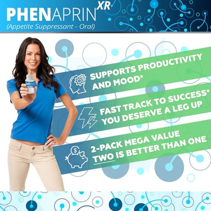 PhenAprin XR Maximum Strength Appetite Suppressant Diet Pills - 2-Pack, Metabolism Boosting