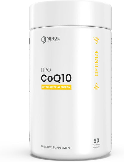 Renue By Science CoQ10 - Coenzyme Q10 as Ubiquinol CoQ10 | High Strength Liposomal CoQ10 200mg Supplement | 90 Co Q10 Capsules | Non-GMO & Allergen Free | Made in the USA Third-Party Tested