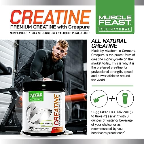 Muscle Feast Creapure Creatine Monohydrate Powder, Vegan Keto Gluten-Free, All Natural