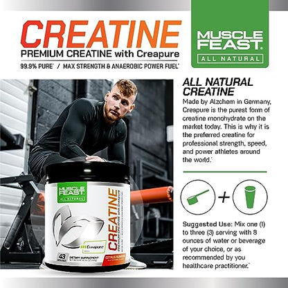 Muscle Feast Creapure Creatine Monohydrate Powder, Vegan Keto Gluten-Free, All Natural