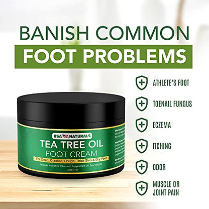 Tea Tree Oil Foot Cream For Dry Cracked Heels Repair - Natural Foot Cream For Dry Cracke