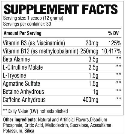 RAW Preworkout Extreme | High Stimulant Preworkout Powder Drink, Extreme Energy