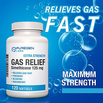 P Puregen Labs Extra Strength Gas Relief Softgels with Simethicone 125 mg