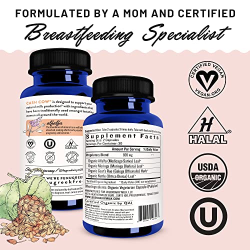 Legendairy Milk Cash Cow Lactation Supplement, Moringa, Alfalfa, and Goat's Rue