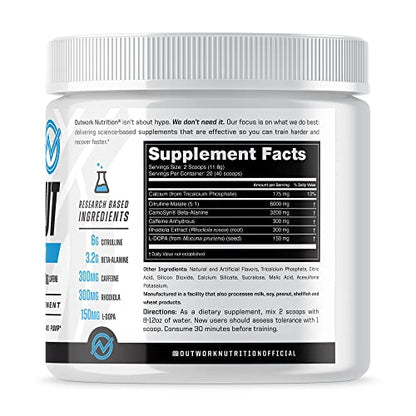 Outwork Nutrition Pre-Workout Supplement with Nootropics - Energy & Mental Focus