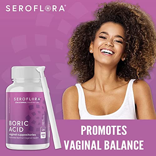Seroflora Boric Acid Vaginal Suppositories for Women + 1 Suppository Applicator - Helps