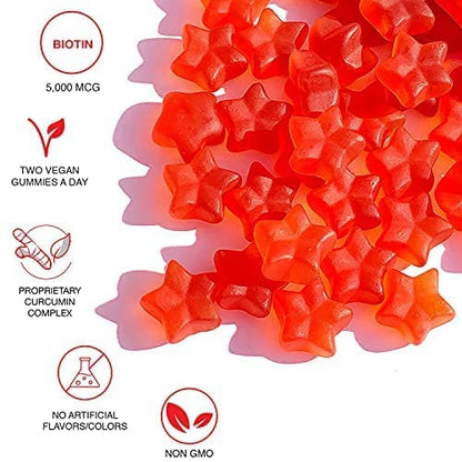 HAIRtamin Vegan Gummy Stars Hair Vitamins | Non-GMO | Natural Biotin Hair Vitamin