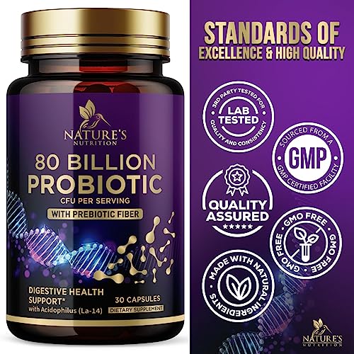 Probiotics for Digestive Health - 80 Billion CFU Guaranteed with Strains for Women's