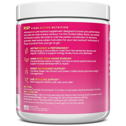 RSP NUTRITION AminoLean Pre Workout x Alix Earle Berry Alixir, Clean Energy with No Jitters