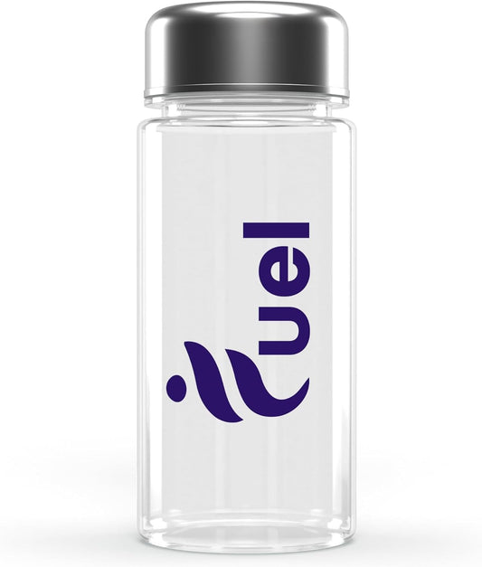 Fuel Protein Shaker Bottle with Metal Lid, Sports Water Bottle, Leak Proof Plastic Water Bottles BPA Free, Reusable, Dishwasher Safe, Perfect for Travel, School, Outdoors, Gym and Fitness Sports