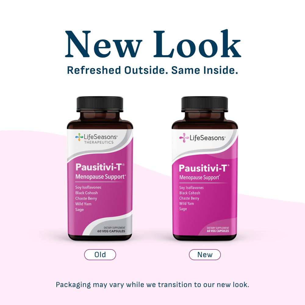 Pausitivi-T - Menopause Support Supplement - Powerful Relief for Hot Flashes, Hormone Imbalance & Night Sweats - Nourishes Tissue - Sage, Chasteberry, Soy Isoflavones & Black Cohosh - 60 Capsules