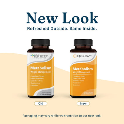 Metabolism - Weight Control Support & Energy Boosting Supplement - Natural Appetite Suppressant - Curbs Cravings - Green Tea, Coffee Bean, Chromium, Cacao & Theobromine - 70 Capsules