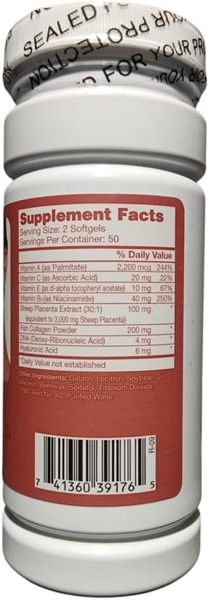 DNA Sheep Placenta, Fish Collagen, Hyaluronic Acid, 100 Caps