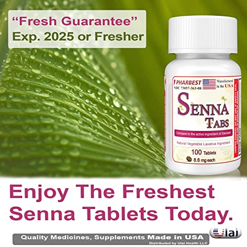Senna Tablets 100 Ct. | Natural Vegetable Laxative [Made in USA] | Laxatives for Constipation